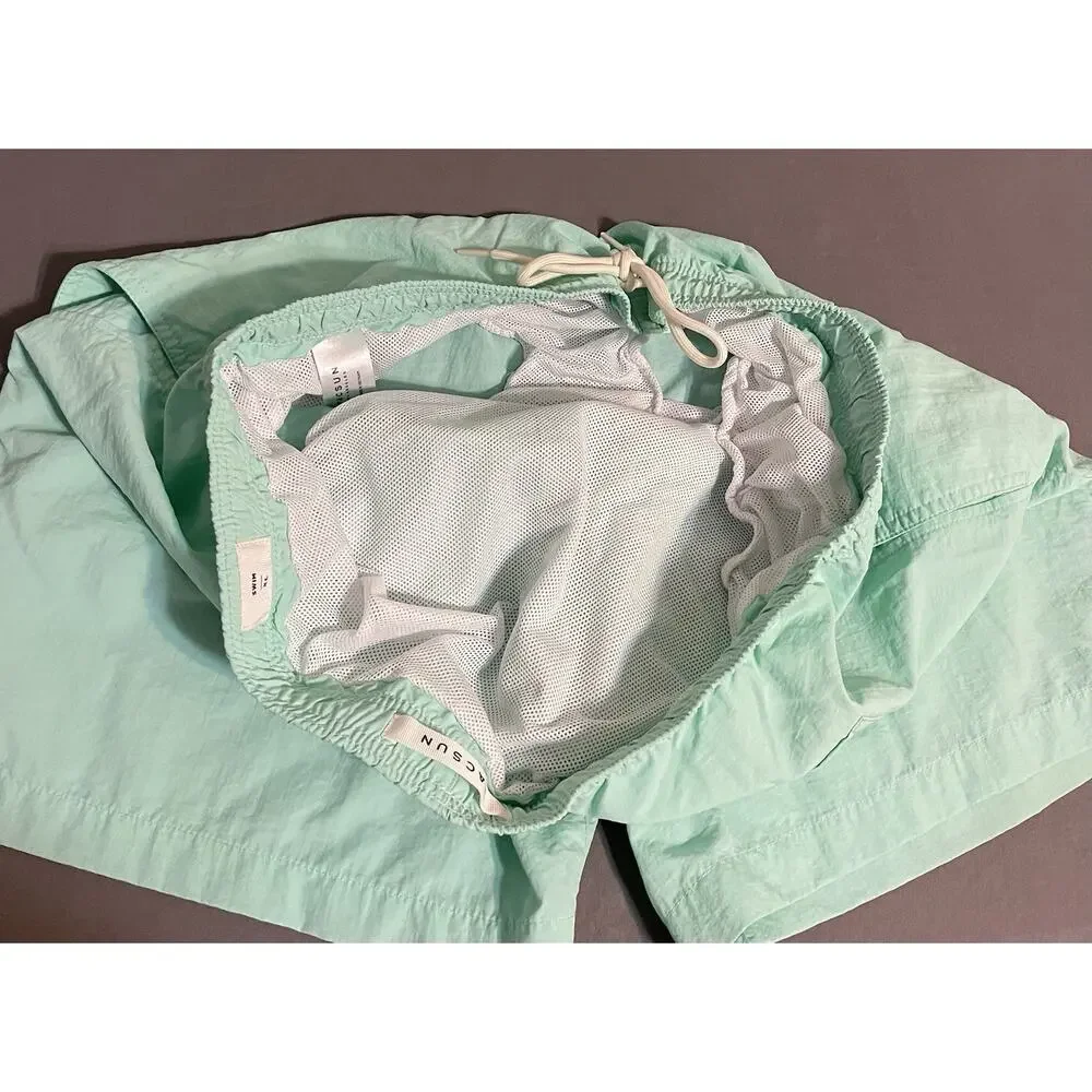 PacSun Swim Trunks Mens XL Mint Green Solid Drawstring Excellent Condition